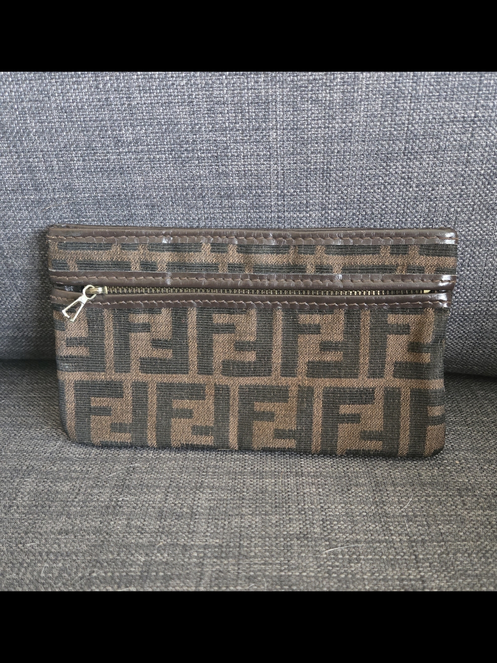 Fendi Brown Monogram Wallet with Front Zip